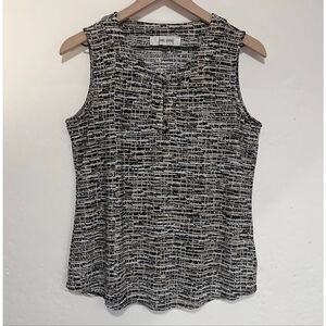 Jones Studio Black, White And Tan Sleeveless Top   Size M